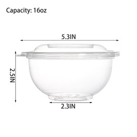Cedilis 50 Pack 16oz Plastic Salad Bowls with Lids, Small Clear Disposable Containers for Salad Meal Prep, Perfect for Picnics or as a To-Go Serving Bowl