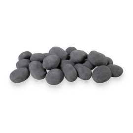 Starfire Designs Ceramic Fire Pebbles | Use in Fireplace or Fire Pit | Outdoor & Indoor Fire Pebbles for Natural Gas or Propane Fires | Decorative Landscaping | Pack of 24 | Dark Gray