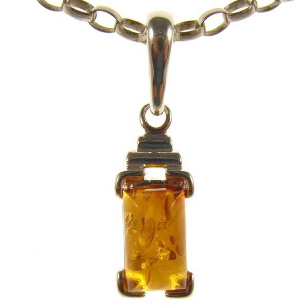 Baltic amber and sterling silver 925 cognac pendant (no chain)