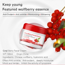 Goji Berry Facial Cream Wolfberry Facial Cream Anti Wrinkle Anti Aging Antioxidant Face Moisturiser Revitalising Face Cream 100ml