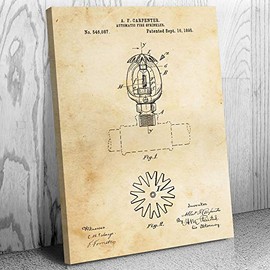 Automatic Fire Sprinkler Canvas Print, Fire Prevention, Safety Inspector, Sprinkler System, Firefighting, Firehouse Vintage Paper (9 inch x 12 inch)