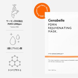 Genabelle PDRN Rejuvenating Mask Pack, 0.8 fl oz (25 ml), Highly Concentrated Ampoule Mask Sheet, Triple Hyaluronic Acid, Moisturizing, Glossy Skin, Hypoallergenic, Sensitive Skin, Korean Doctor's Cosmetics (10 Pieces)