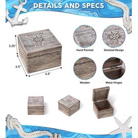 CoTa Global Driftwood Jewelry Box - Medium Sized Handcrafted Nautical Jewelry Box with Ship Wheel Decoration, Accent Tabletop Home Decor, Beach Sea Shell Jewelry Storage Organizer - 4.5 Inches