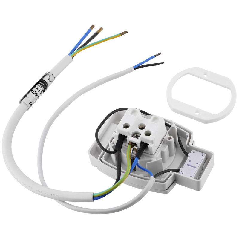 Möbel built-in socket IP44, switch, all-in-one, natural white