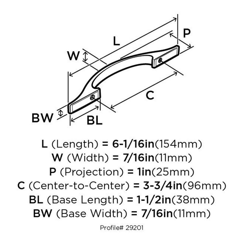Amerock BP29201G10 Conrad Arch Pull, Satin Nickel, 96mm Center-to-Center