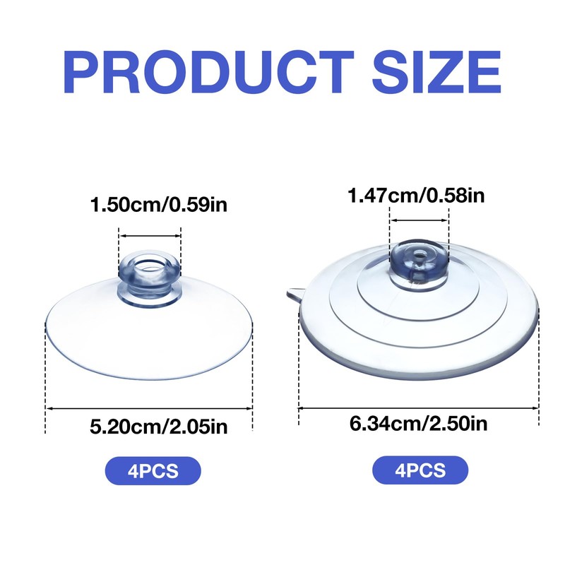 8 Pcs 2 Sizes Sponge Holder Suction Cup, 2 Inch
