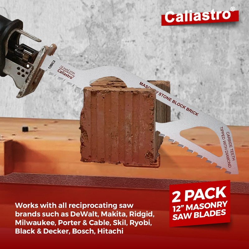 Caliastro 12-Inch Brick, Masonry, Porous Concrete, Engineered Stone Cutting Reciprocating