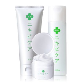 Acne Care Face Wash Lotion Cream 3-Piece Set for Face, Back, Acne Prevention, Acne Scars, 3.5 oz (100 g), 4.2 fl oz (120 ml), 1.8 oz (50 g), Quasi-Drug