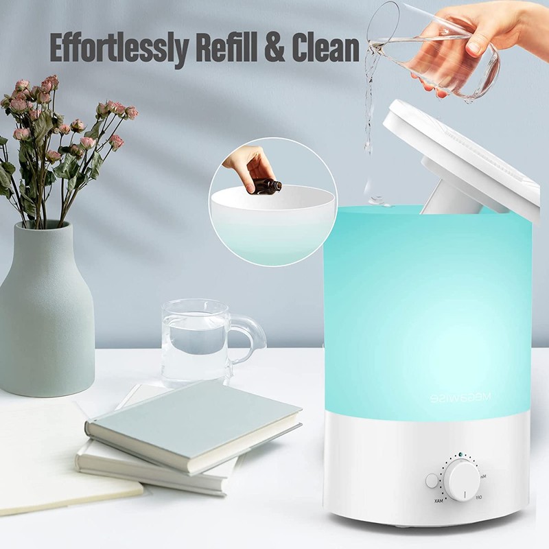 MEGAWISE 3.5L Cool Mist Humidifier with Top Refill, Large Capacity