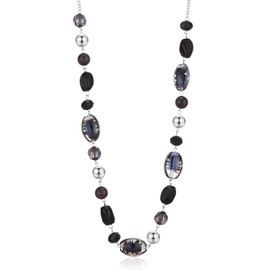 FULU AUTUMN Long Glass Crystal Beaded Necklace Beads Statement Long Necklaces for Women Fashion Jewelry Costume Gift(10-Black)