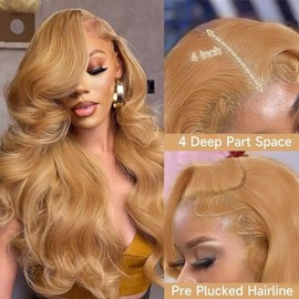 13x4 Lace Front Wigs Human Hair for Women 180% Density HD Transparent 24Inch Straight Lace Frontal Wigs Human Hair Pre Plucked Glueless Lace Frontal Wigs Honey Blonde Wigs (#Honey Blonde,24Inch)