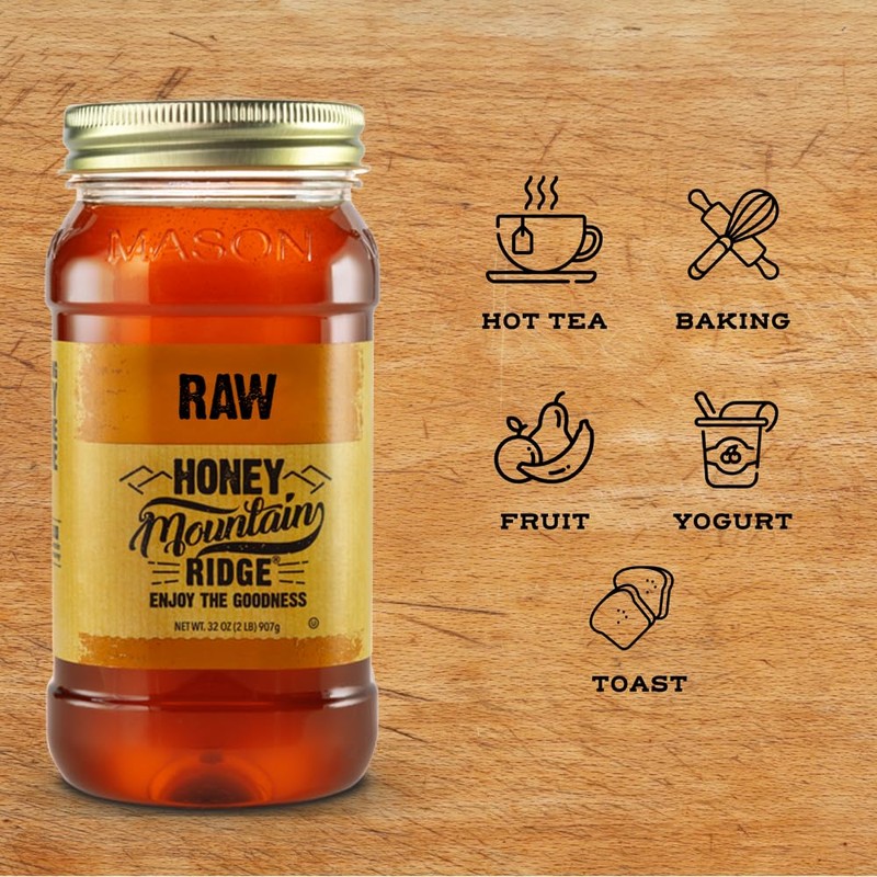 Mountain Ridge Honey, Pure Raw Honey, 32 Ounces