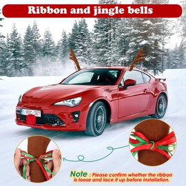 Car Reindeer Antler Kit Nose and Tail, Reindeer Christmas Decoration for Car Window Roof-Top & Front Grille,Christmas Reindeer Antlers Auto Decoration Set for Car SUV Van Truck by Hydencamm
