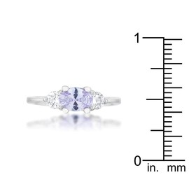 PRECIOUS STARS Silvertone Oval-Cut Lavender Cubic Zirconia Triplet Ring
