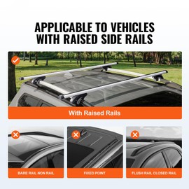 Happybuy All-Purpose Roof Rack Cross Bars, 54" Aluminum, Fits Raised Side Rails, 200 lbs Capacity, Adjustable with Secure Locks, for SUVs, Sedans, and Vans