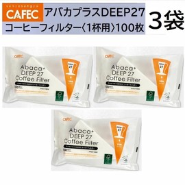 DEEP27 Dripper for Deep 27 Sanyo Sangyo AFD27-100W 3 Bag Set, Abaca Plus DEEP27 Coffee Filter (For 1 Cup), 100 Count CAFEC Caféku MADE IN JAPAN
