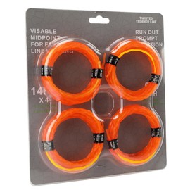 4 Pack String Trimmer Line Compatible with Ego String Trimmer 0.095" 56FT Weed Eater String Pre-Cut Dual Color Fast-Positioning Triangular Twisted Trimmer Line Universal Fit Weed Wacker String