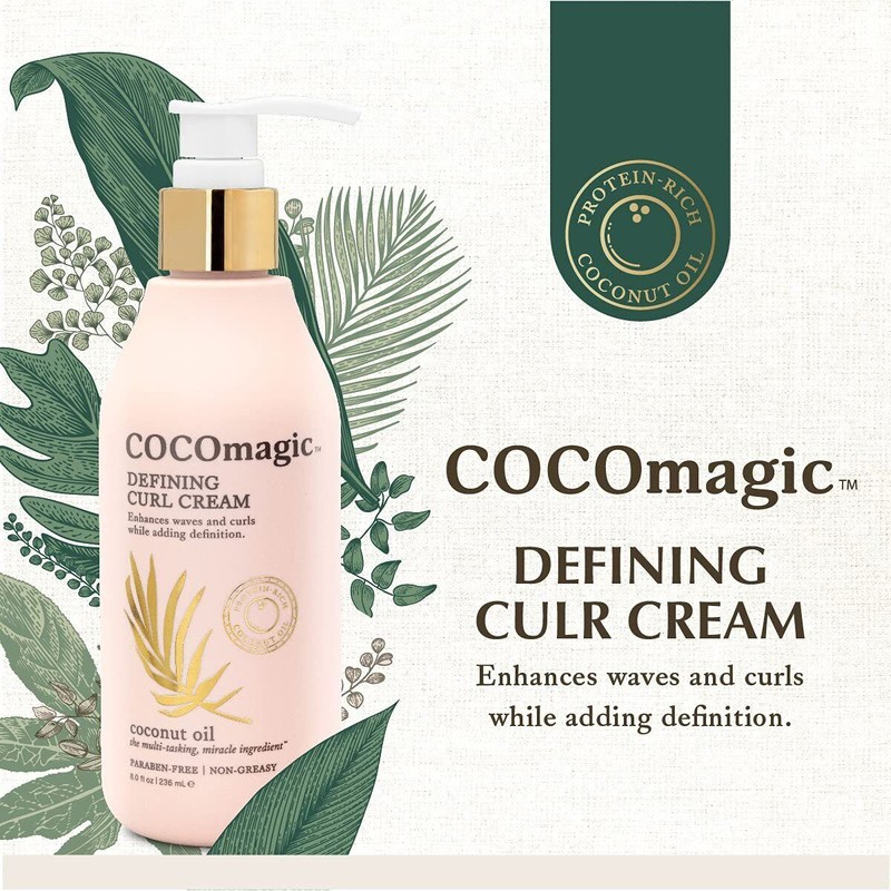 CocoMagic Defining Curl Cream 8oz Moisturizing Frizz Control Curly Hair