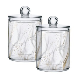 Zhirexin Gold Marble 2PC Airtight Transparent Glass Storage Jar, Food Storage Container Glass, Can Store Candy, Salt, Coffee Beans, With lid, Easy To Use