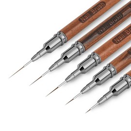 Nail art brushes, 5Pcs Nail Art Liner Brushes, Painting Art Design Brush Set Nail Dotting Drawing Tool for Long Lines, Thin Details, Fine Drawing Sizes 6/9/12/15/18mm, Natural - Colour: Natural