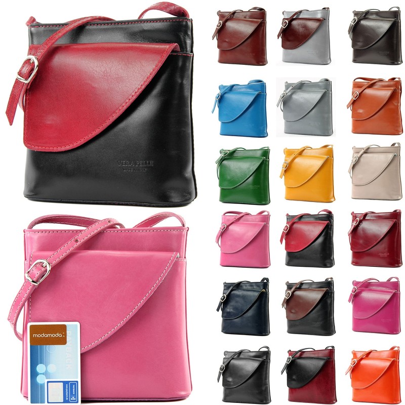 modamoda de Italian Small Leather Shoulder Bag D17 - -