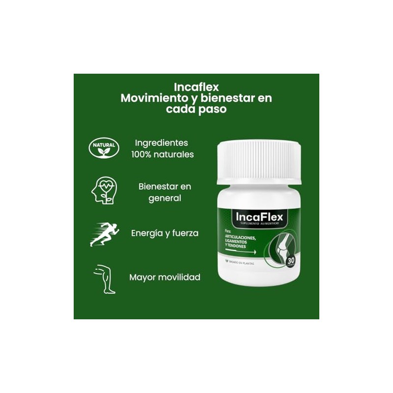 Incaflex Suplemento Alimenticio 100% Natural | 30 Cápsulas | Colágeno,