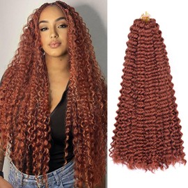 Curly Braiding Hair for Boho Braids 24Inch 8Packs #350 Copper Ocean Wave Crochet Hair Extensions Synthetic Curly Crochet Hair for Women