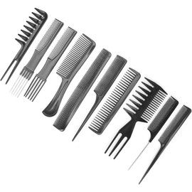 Juego de Peines para Peinar el Cabello, Juego de Peines de Peluquería Peine Profesional para Cortar el Cabello 10 Piezas para Peluquería y Barbería para Todo Tipo de Estilos de