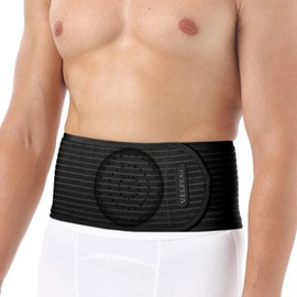 Velpeau Umbilical Hernia Belt for Women & Men -Abdominal Support Binder with Ventilation Compression Pad -Navel Ventral Epigastric Incisional and Belly Button Hernias Surgery Prevention Aid (Black, L)