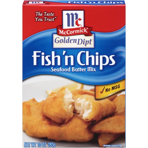 McCormick Golden Dipt Fish 'n Chips Seafood Batter Mix, 10 oz - 8 cartons (Pack of 8)