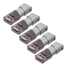 PNY 64GB Turbo Attaché 3 USB 3.0 Flash Drive, Silver (Pack of 5)
