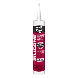 DAP 100% Silicone Rubber Kitchen, Bath & Plumbing Bath Sealant, White, 9.8 Oz (7079808640)