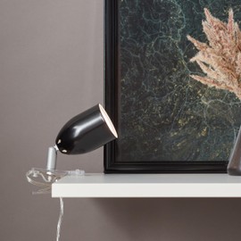 Lightbox Retro LED Clamp Lamp with Swivelling Head and Rocker Switch - Black - Includes LED - Adjustable Table Spotlight - 11 x 17 cm - Includes Replaceable LED - 300 lm, 3000 K - Metal / Plastic