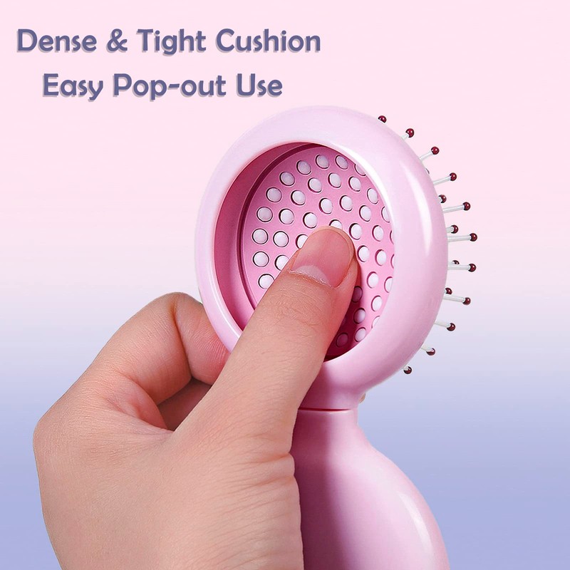 Trikeel Mini Folding Hair Brush with Mirror, Compact Pop up