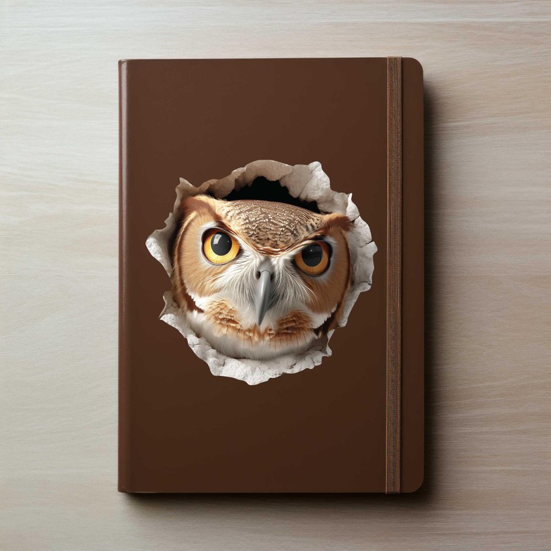 Owl Hole Wall Decal – 3D Forest Bird Sticker –