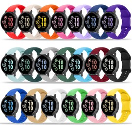 Tiorecime 20 Pack Bands Compatible with Garmin Vivoactive 6/Vivoactive 5/Vivoactive 3, Venu 2 Plus/Venu Sq/Venu, Forerunner 645/245 Music Watch Band, 20mm Soft Silicone Sport Strap for Women Men