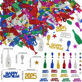 KALOR Happy New Year Confetti, 60g Multicolor New Years Confetti 2025, Star Sprinkles Table Scatter Confetti Decorations for New Years Decorations
