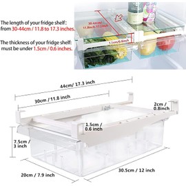 Pull Out Fridge Drawer Organizer Refrigerator Drawer Organizer - Pull Out Fridge Shelf Storage Box Organizer with Handle for Egg Fruit Vegetable (Clear, 8 compartments)