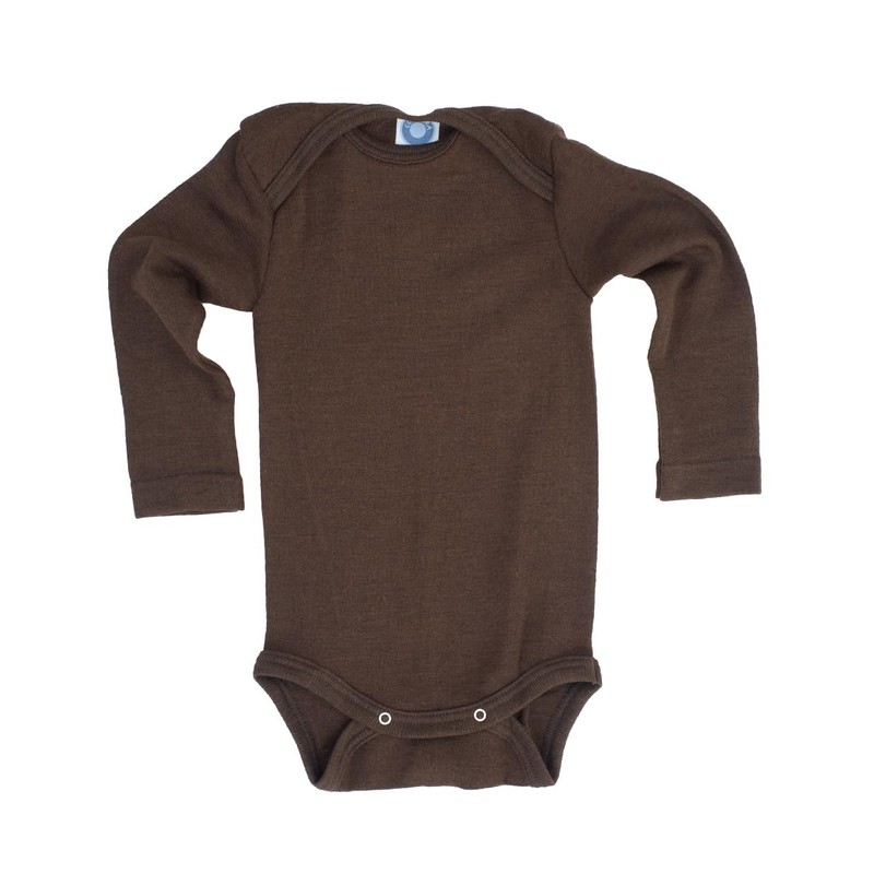 Cosilana, Baby Bodysuit Long Sleeve, 70% Wool, 30% Silk (Brown,
