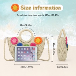 HomKuch Sommer Stroh Tote Bag für Frauen, gewebte Strand Top Handtasche Geldbörsen für Urlaub Reise Einkaufen