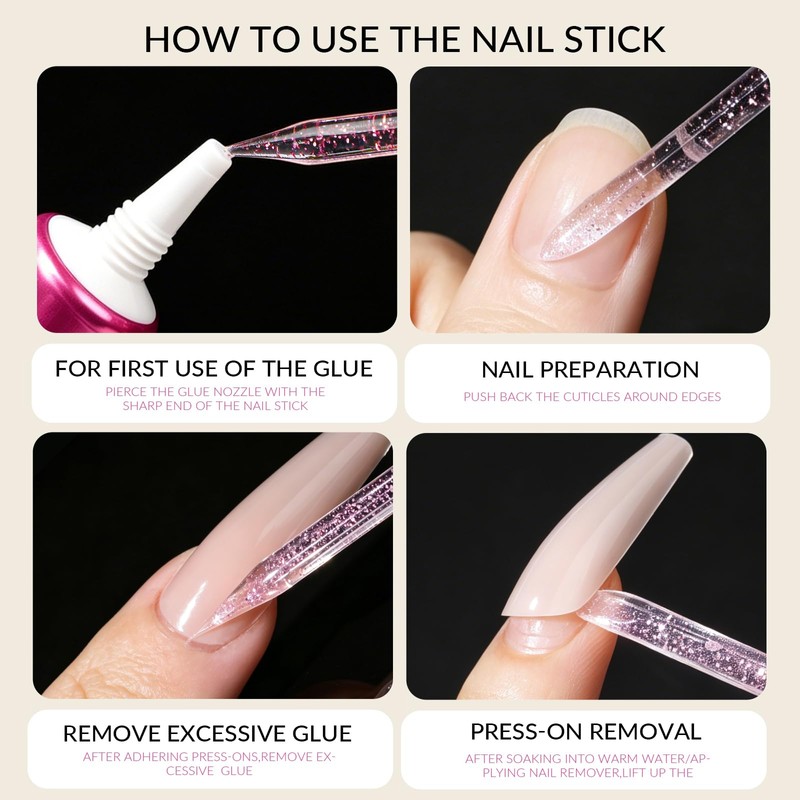 600pcs Nail Sticky Tabs with 3X10g Nail Glue for Press