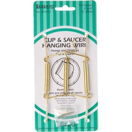 Bard's Gold-Toned Wall Mountable Tension Cup & Saucer Hanger, 8" H x 2.75" W x 1" D, Pack of 3