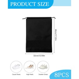 KGDUYC Shoe Storage Bags – 8 Pieces Shoe Bags Travel with Transparent Viewing Window, Waterproof, Dustproof Fleece Shoe Bag, Dust-Resistant Shoe Bags for Travel or Home Storage, black