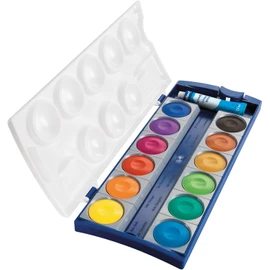 Pelikan K12 Opaque Paint Box (DIN 5023) – 12 Brilliant Colours + 7.5 ml Tube of Opaque White – School‑Standard Tempera Set with Paint Tray & Mixing Palette – Blue/White Case