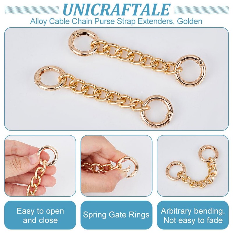 UNICRAFTALE 2Pcs Bag Extender Chain Golden Handbag Strap Extender Bag