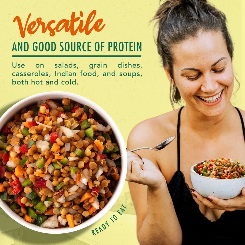 Melissa's Steamed Lentils, Pre-Cooked and Ready to Eat Lentils, Non-GMO