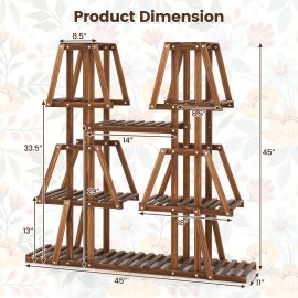 Costway 5-Tier Wood Plant Stand 10 Pots Plant Display Rack Tall Corner Plant Organizer