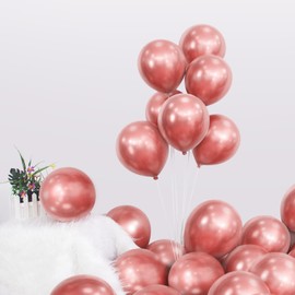 Metallic Rose Gold Balloons 50 PCS 12 inch Chrome Rose Gold Party Balloons Pack Strong Thicken Latex Balloons for Birthday Party Weddings Graduation New Year Events Decorations Accessories
