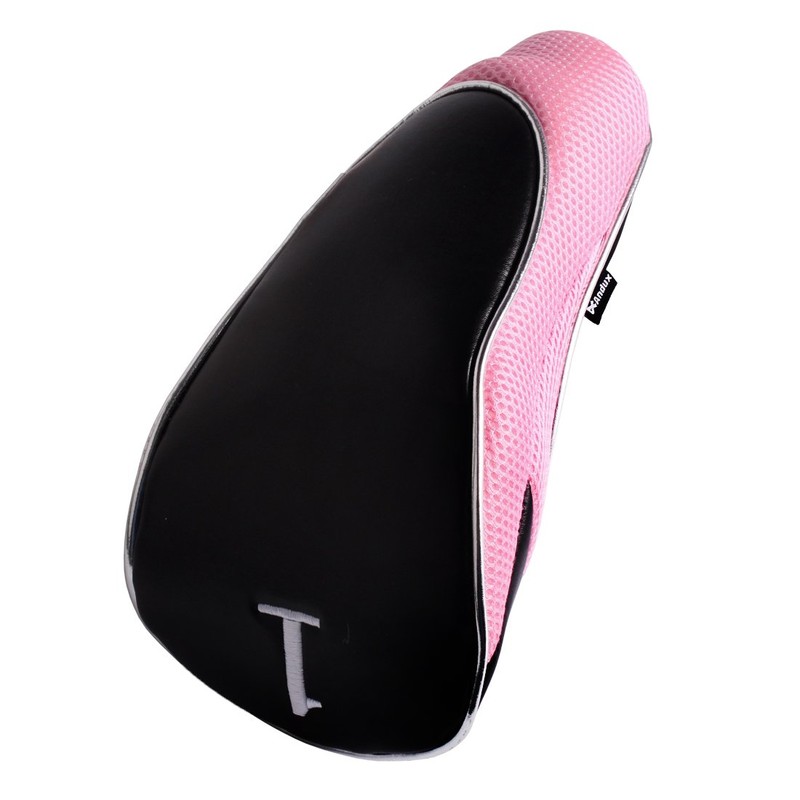 Andux Golf Schlägerkopfhüllen Holzkopfhüllen 460CC Driver Reißverschluss 3 Stück Schwarz/Rosa
