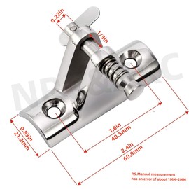 NRC&XRC Stainless Steel 316 Pair of Bimini Top Deck Hinge 90°Fitting Concave Base Hardware with Quick Release Pin with Fasteners